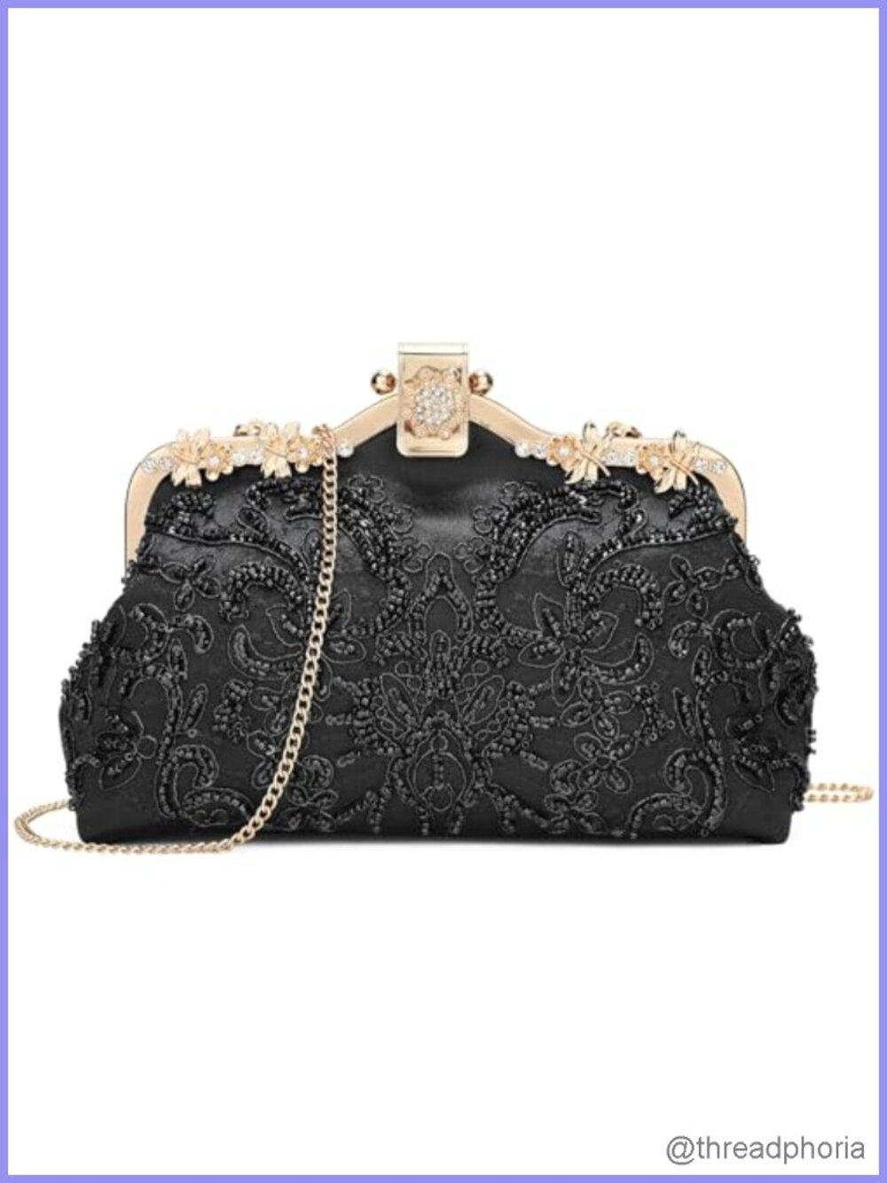 Vintage Beaded Sequin Clutch Purse for Women, Formal Bridal Evening Handbag